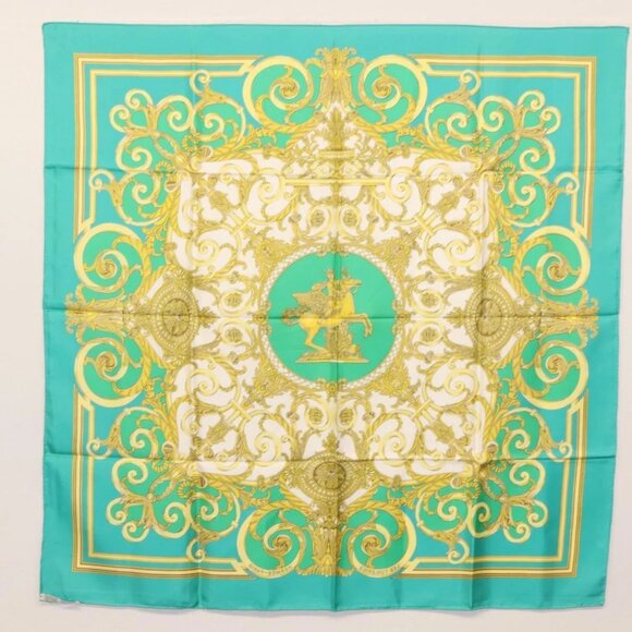 HERMES Carre 90 Scarf ""LES TUILERIE"" Silk Green Auth - Picture 14 of 14
